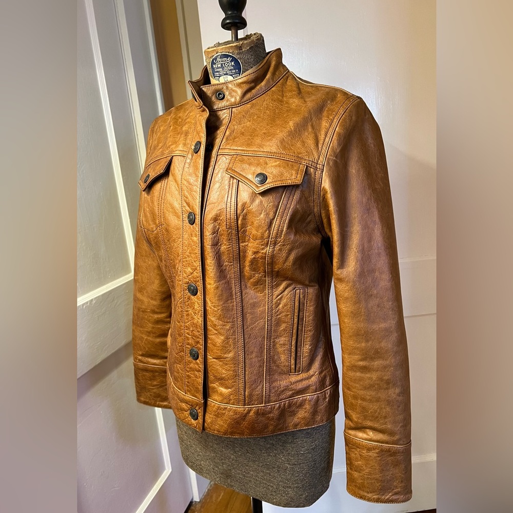 Gorgeous Brown Genuine Leather Gap Jacket